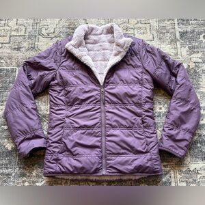 Athleta Girls Dark Purple Reversible Puffer Jacket Size Large (No Tag)